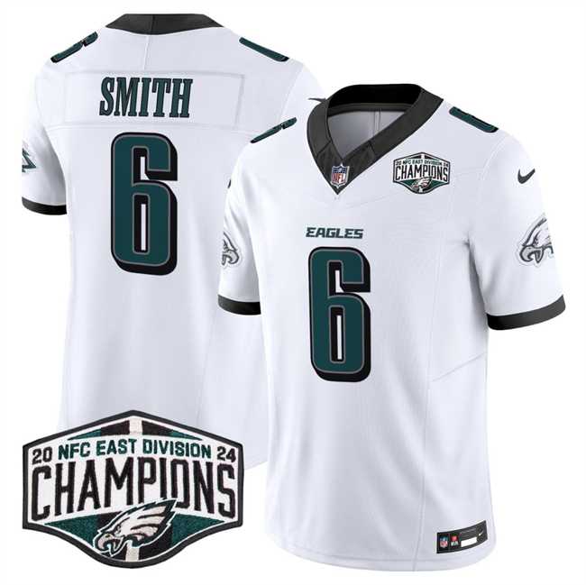 Men%27s Philadelphia Eagles #6 DeVonta Smith White 2024 New NFC East Champions F.U.S.E. Vapor Untouchable Limited Stitched Jersey